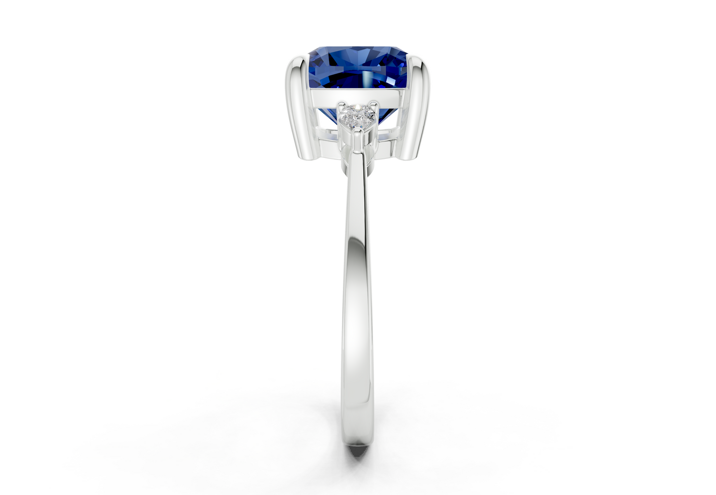 Mariana Sapphire Gemstone Three Stone Cushion Square Cut 2mm Engagement Ring