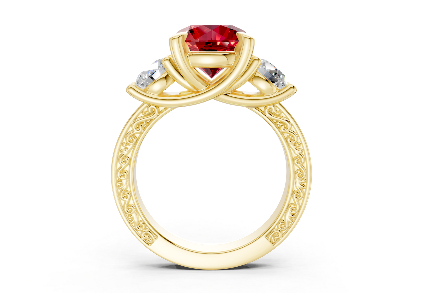 Zara Ruby Gemstone Vintage Round Cut 3mm Engagement Ring