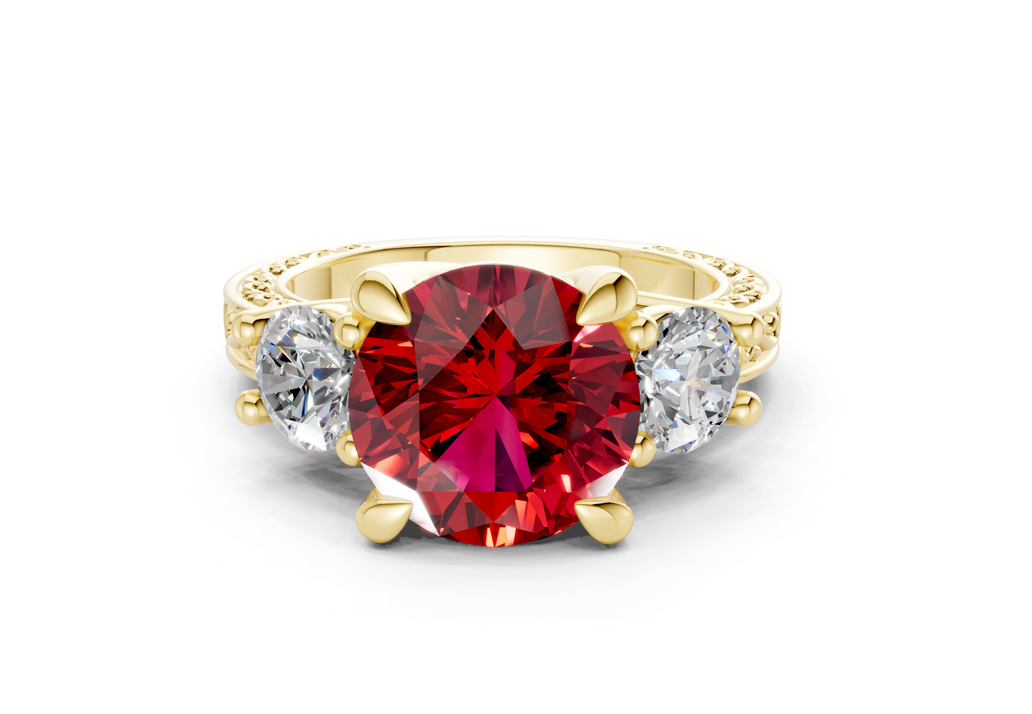 Zara Ruby Gemstone Vintage Round Cut 3mm Engagement Ring