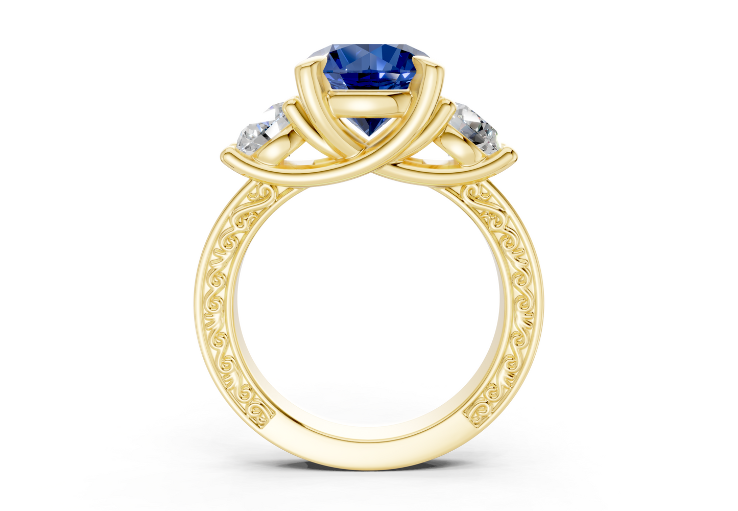 Zara Sapphire Gemstone Vintage Round Cut 3mm Engagement Ring