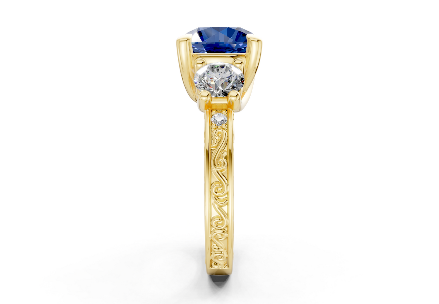 Zara Sapphire Gemstone Vintage Round Cut 3mm Engagement Ring