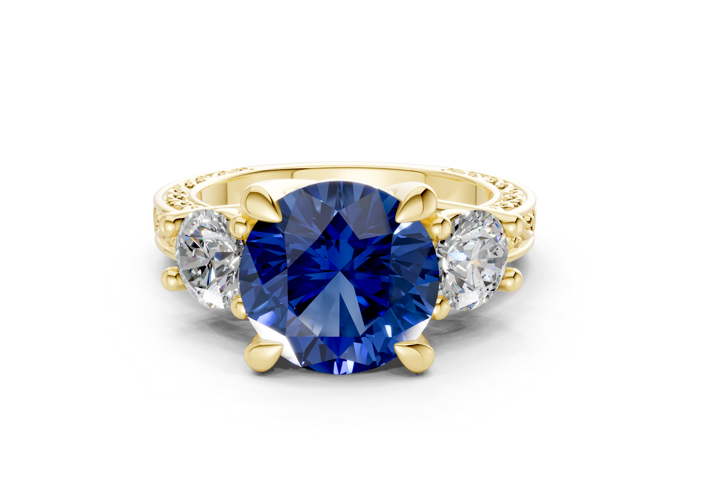 Zara Sapphire Gemstone Vintage Round Cut 3mm Engagement Ring