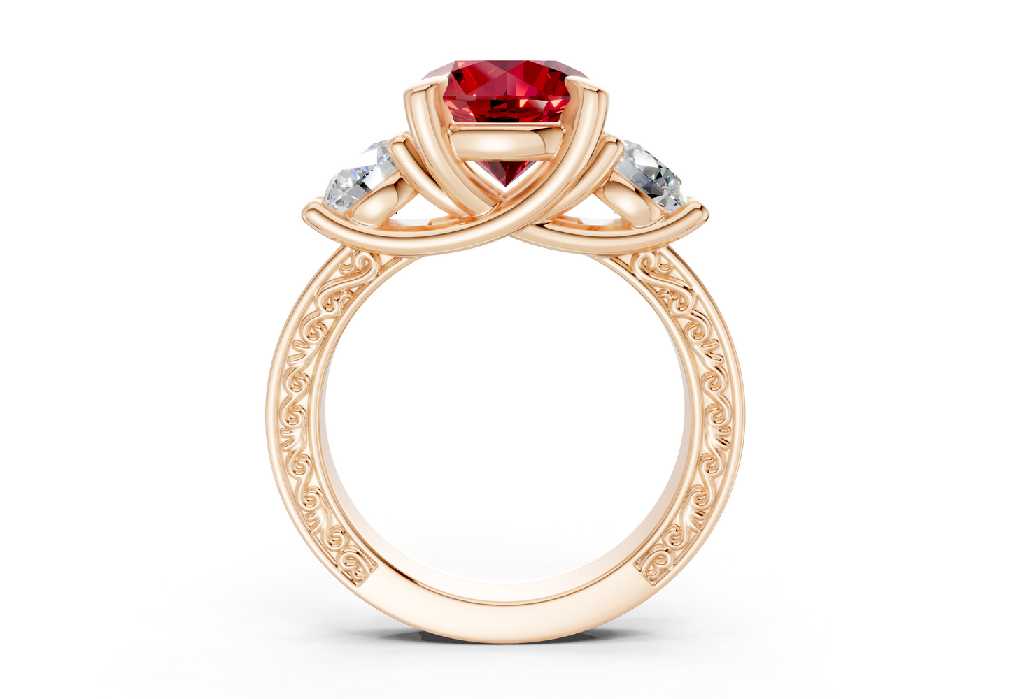 Zara Ruby Gemstone Vintage Round Cut 3mm Engagement Ring