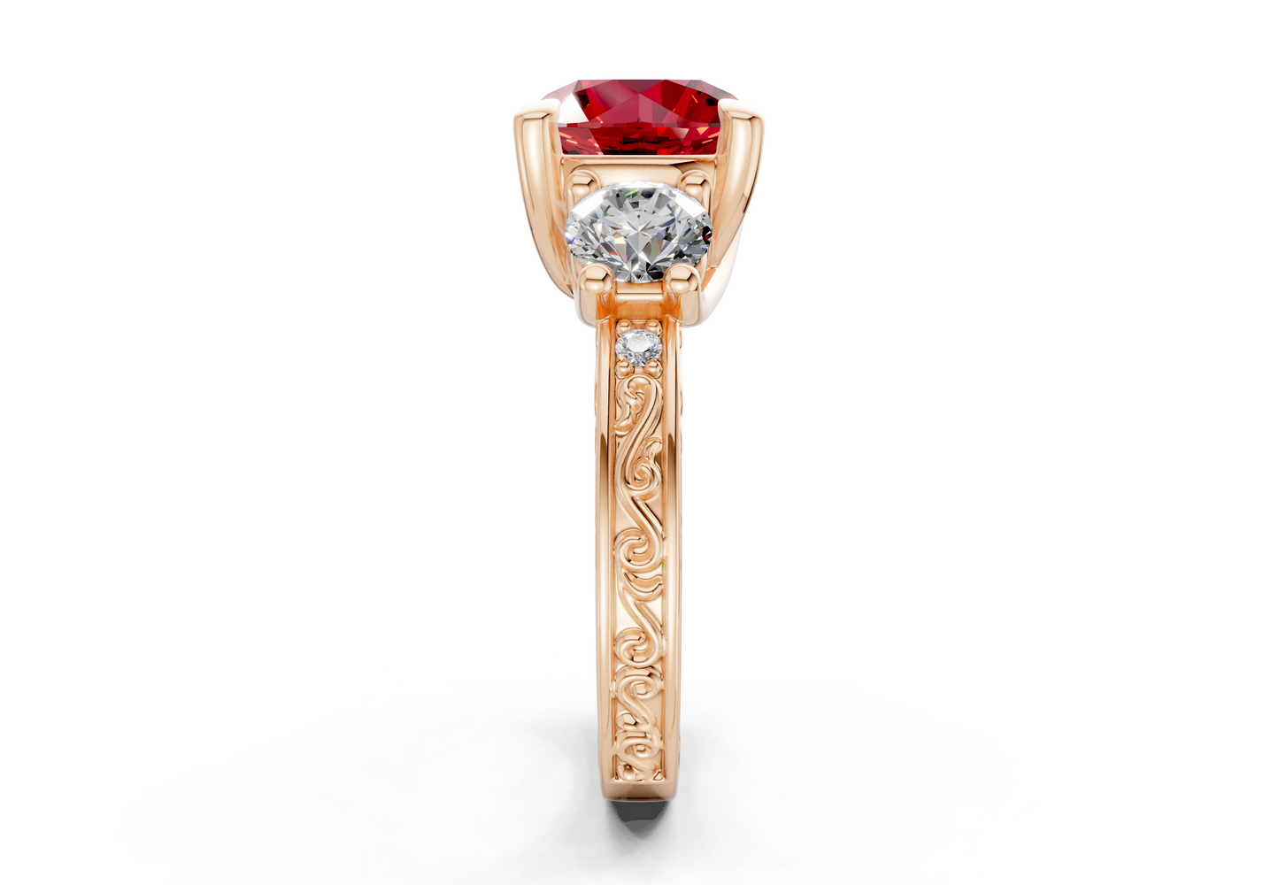 Zara Ruby Gemstone Vintage Round Cut 3mm Engagement Ring