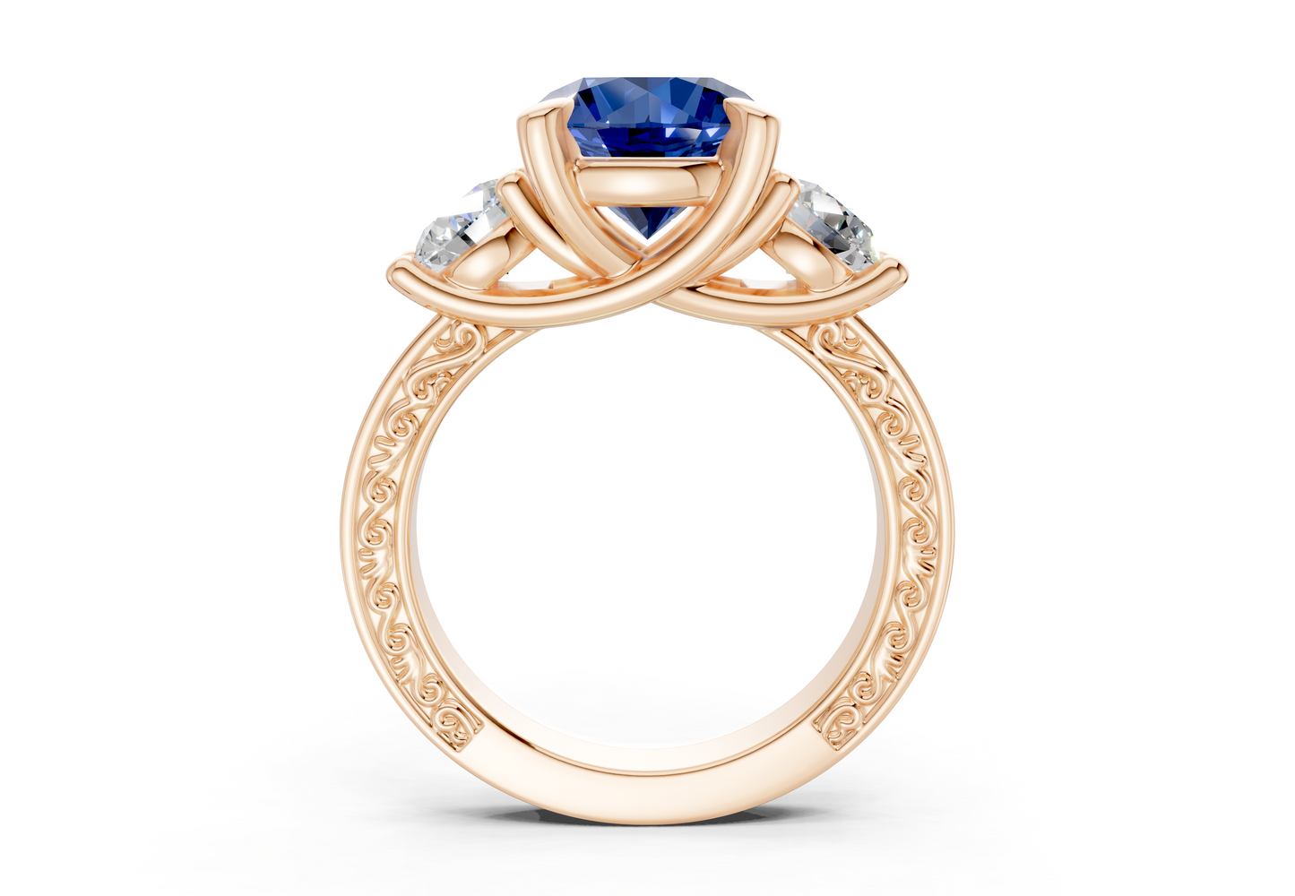 Zara Sapphire Gemstone Vintage Round Cut 3mm Engagement Ring
