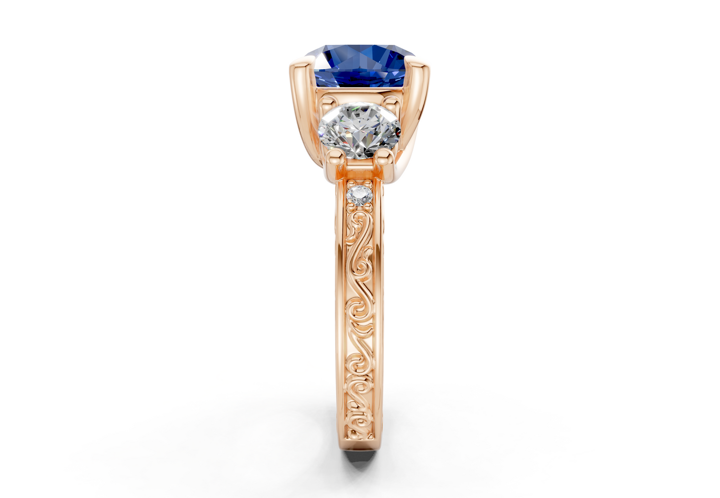 Zara Sapphire Gemstone Vintage Round Cut 3mm Engagement Ring