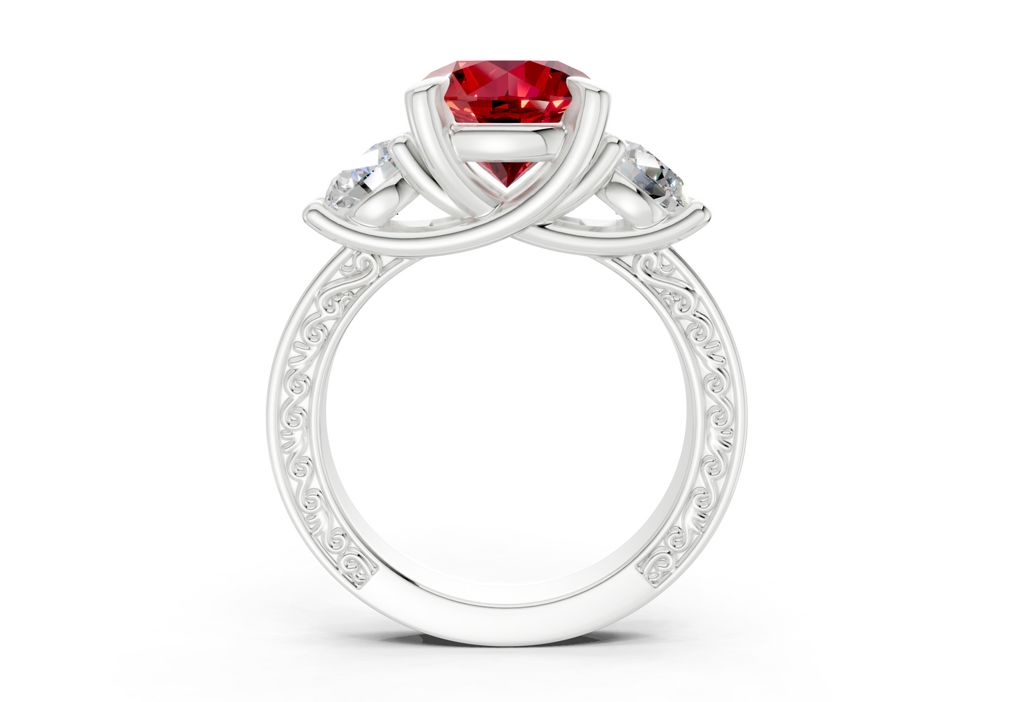 Zara Ruby Gemstone Vintage Round Cut 3mm Engagement Ring