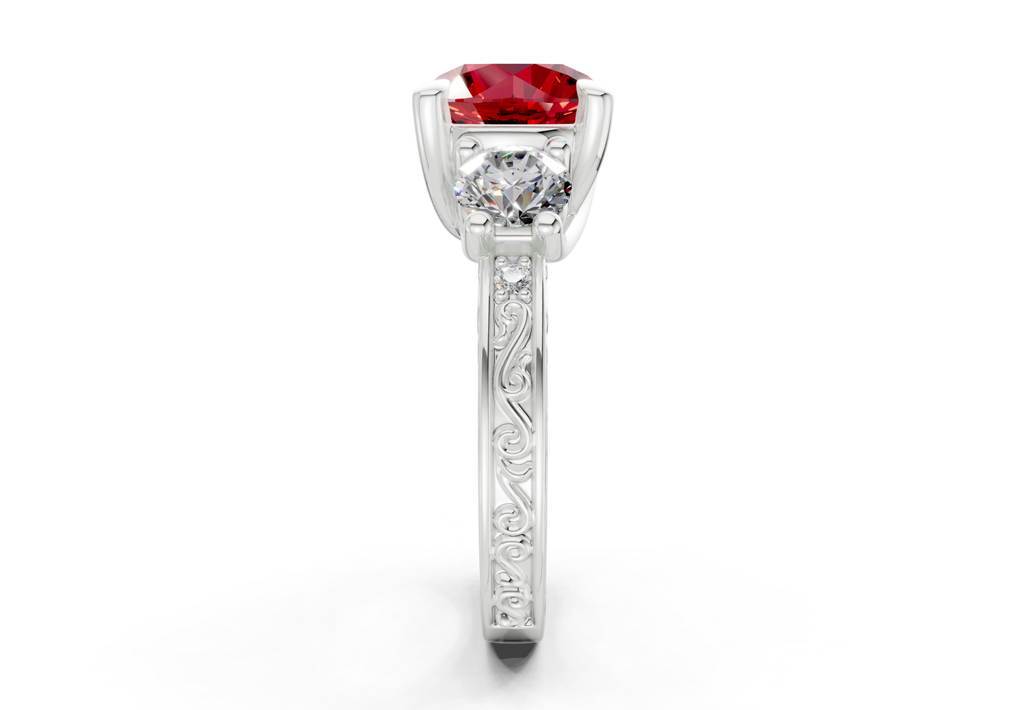 Zara Ruby Gemstone Vintage Round Cut 3mm Engagement Ring