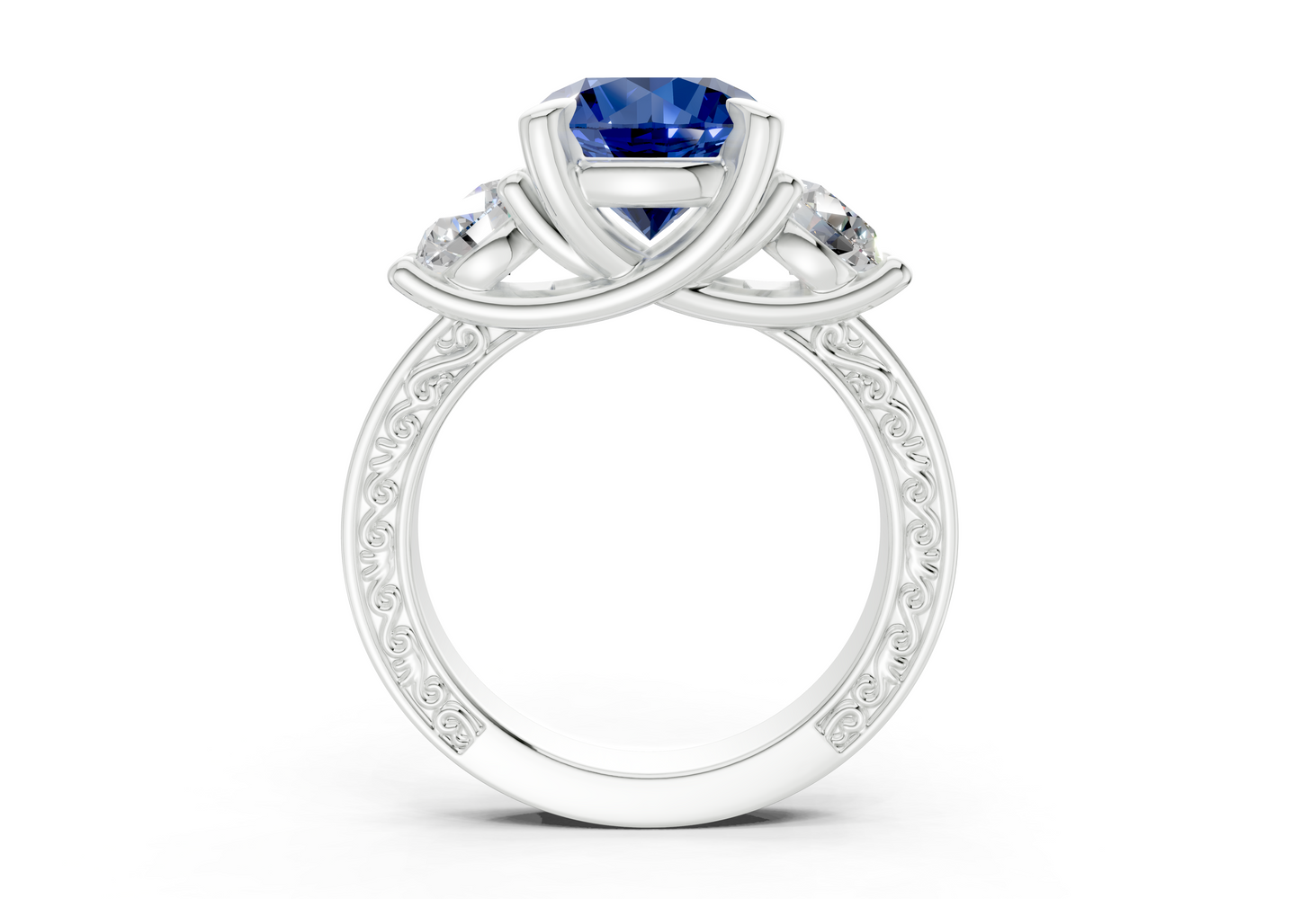 Zara Sapphire Gemstone Vintage Round Cut 3mm Engagement Ring