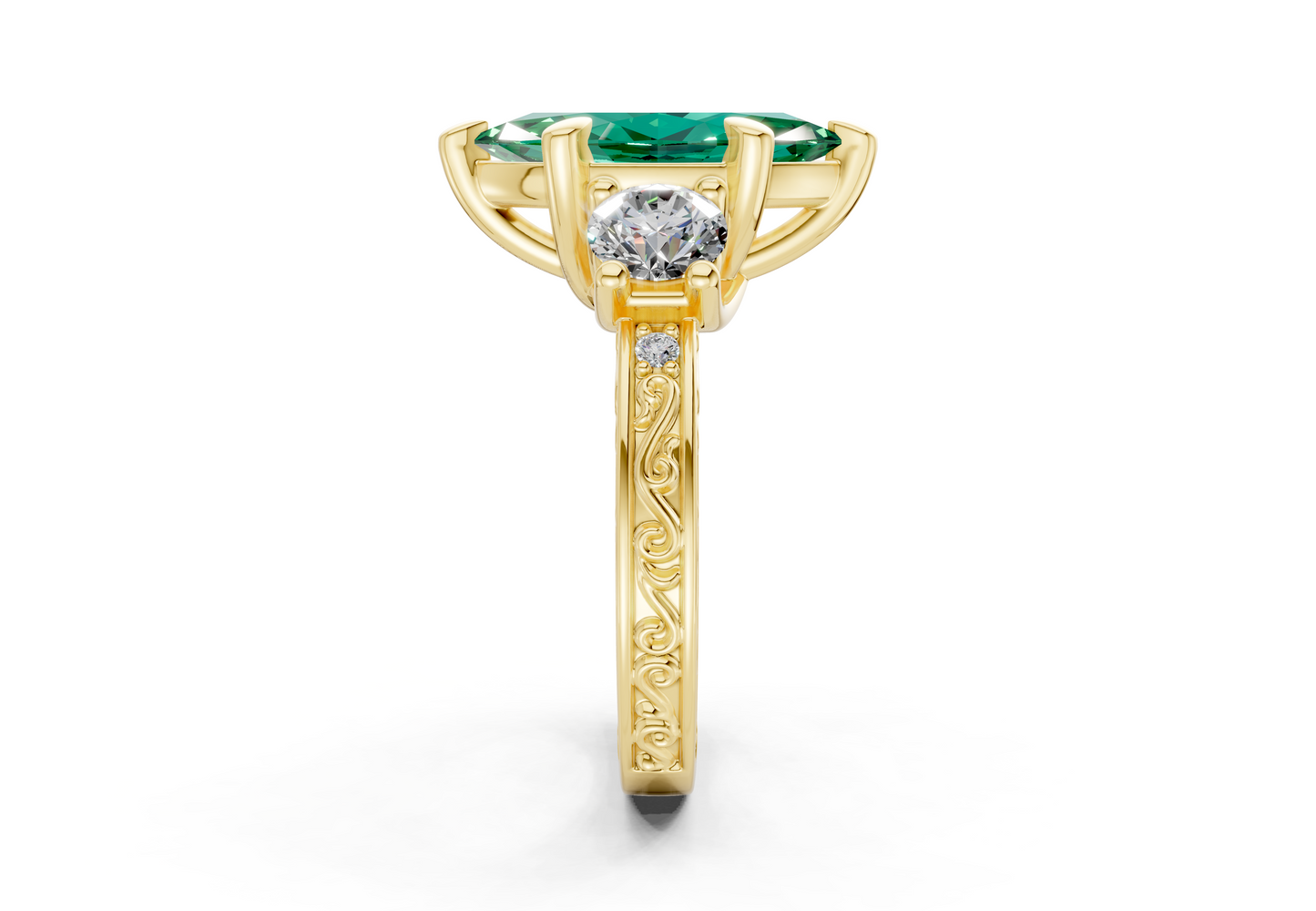 Zara Emerald Gemstone Vintage Marquise Cut 3mm Engagement Ring