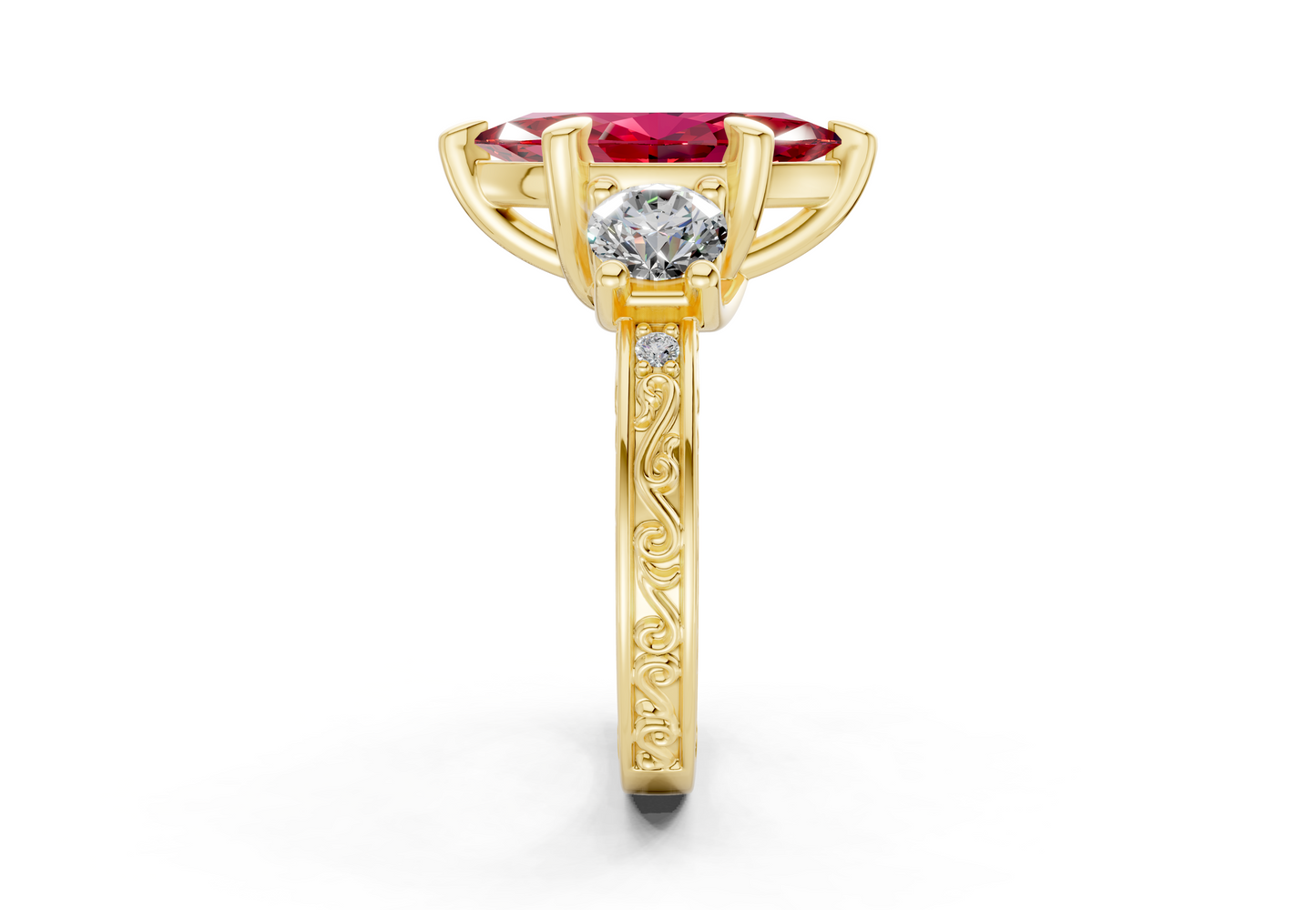 Zara Ruby Gemstone Vintage Marquise Cut 3mm Engagement Ring