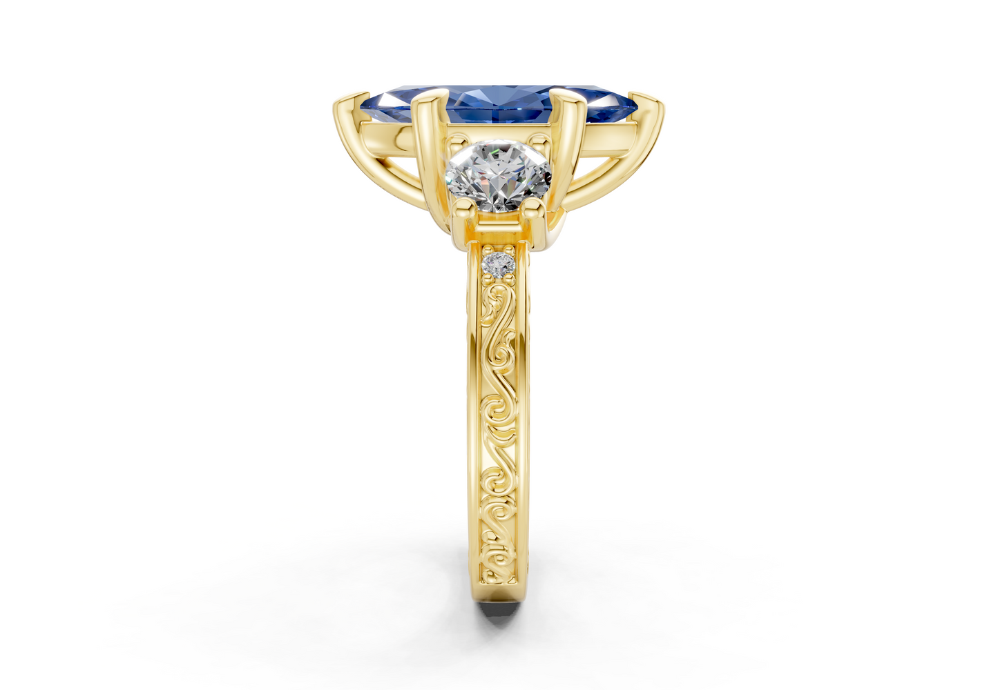 Zara Sapphire Gemstone Vintage Marquise Cut 3mm Engagement Ring