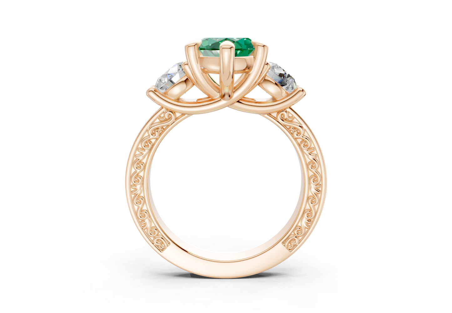Zara Emerald Gemstone Vintage Marquise Cut 3mm Engagement Ring