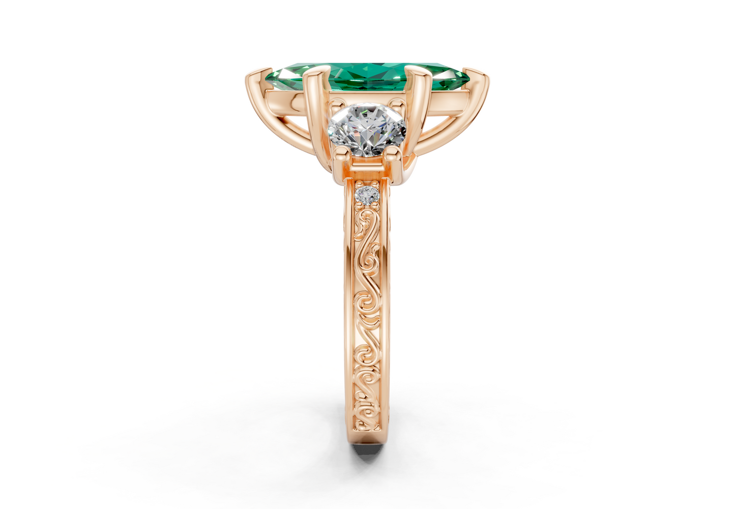 Zara Emerald Gemstone Vintage Marquise Cut 3mm Engagement Ring