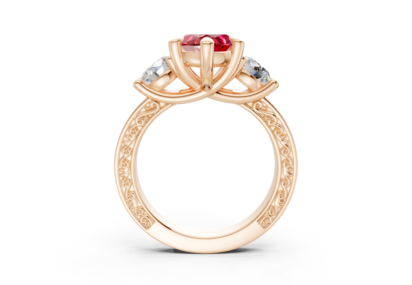 Zara Ruby Gemstone Vintage Marquise Cut 3mm Engagement Ring