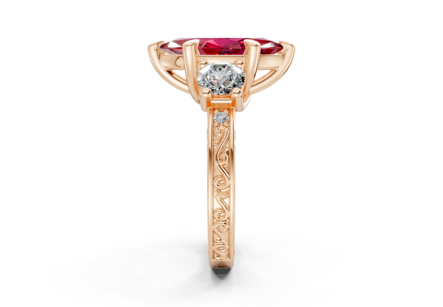 Zara Ruby Gemstone Vintage Marquise Cut 3mm Engagement Ring