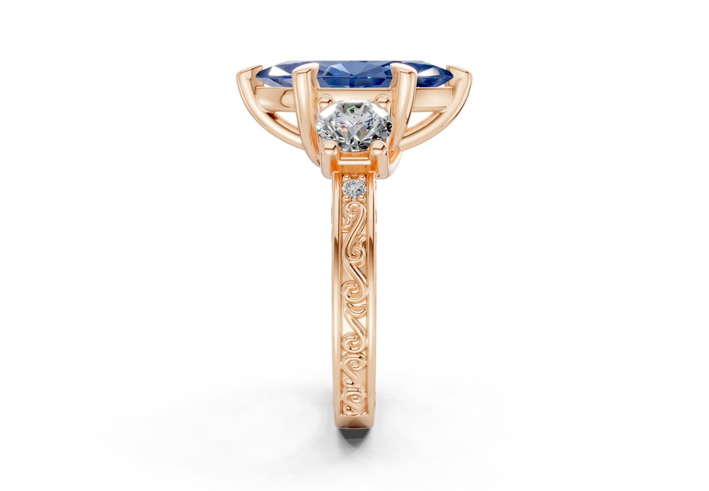 Zara Sapphire Gemstone Vintage Marquise Cut 3mm Engagement Ring