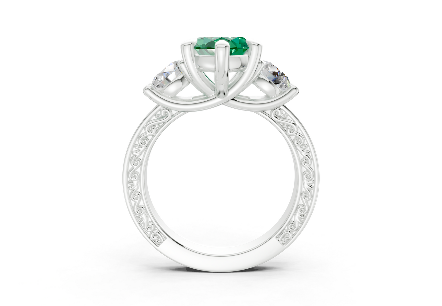 Zara Emerald Gemstone Vintage Marquise Cut 3mm Engagement Ring