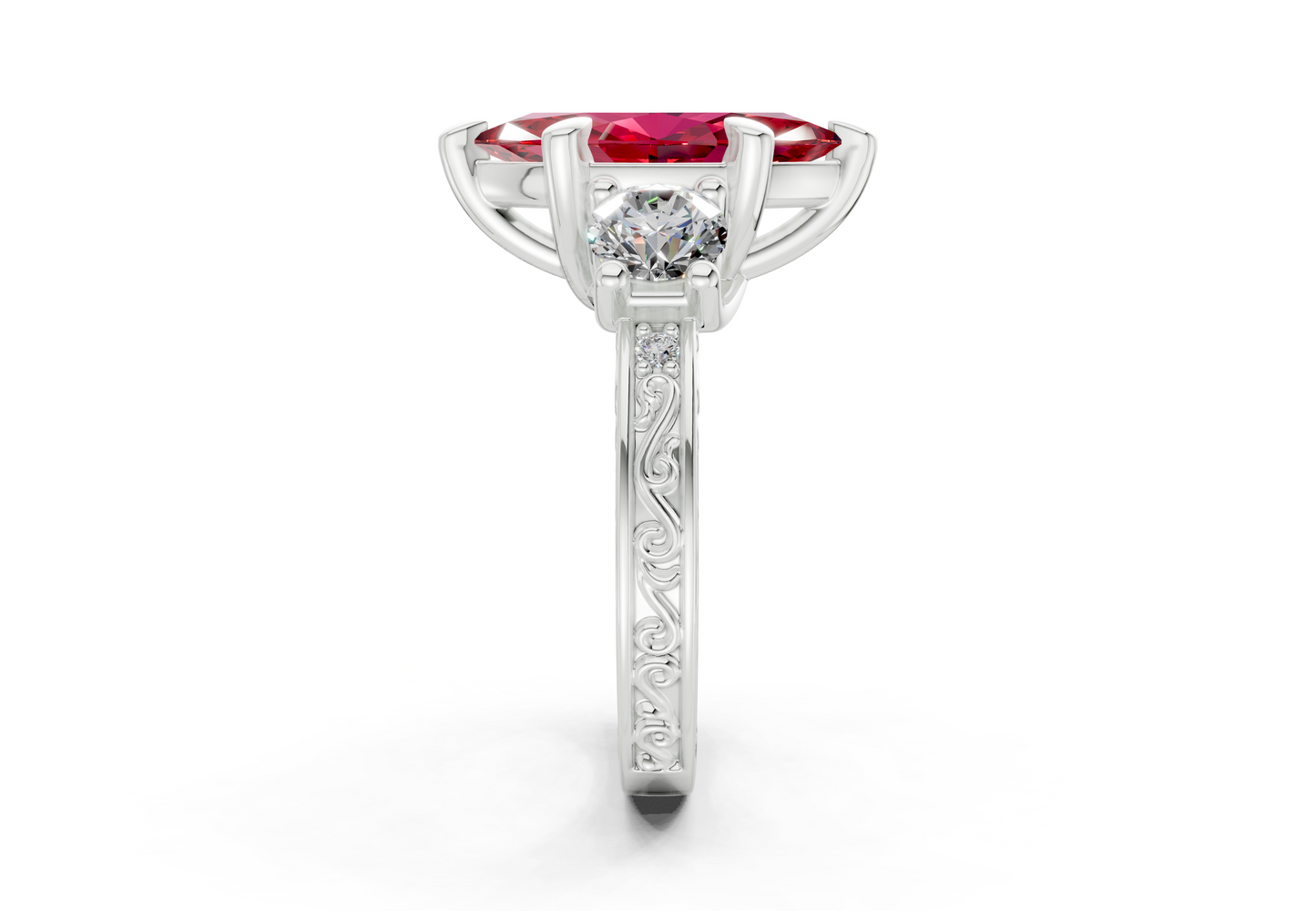 Zara Ruby Gemstone Vintage Marquise Cut 3mm Engagement Ring