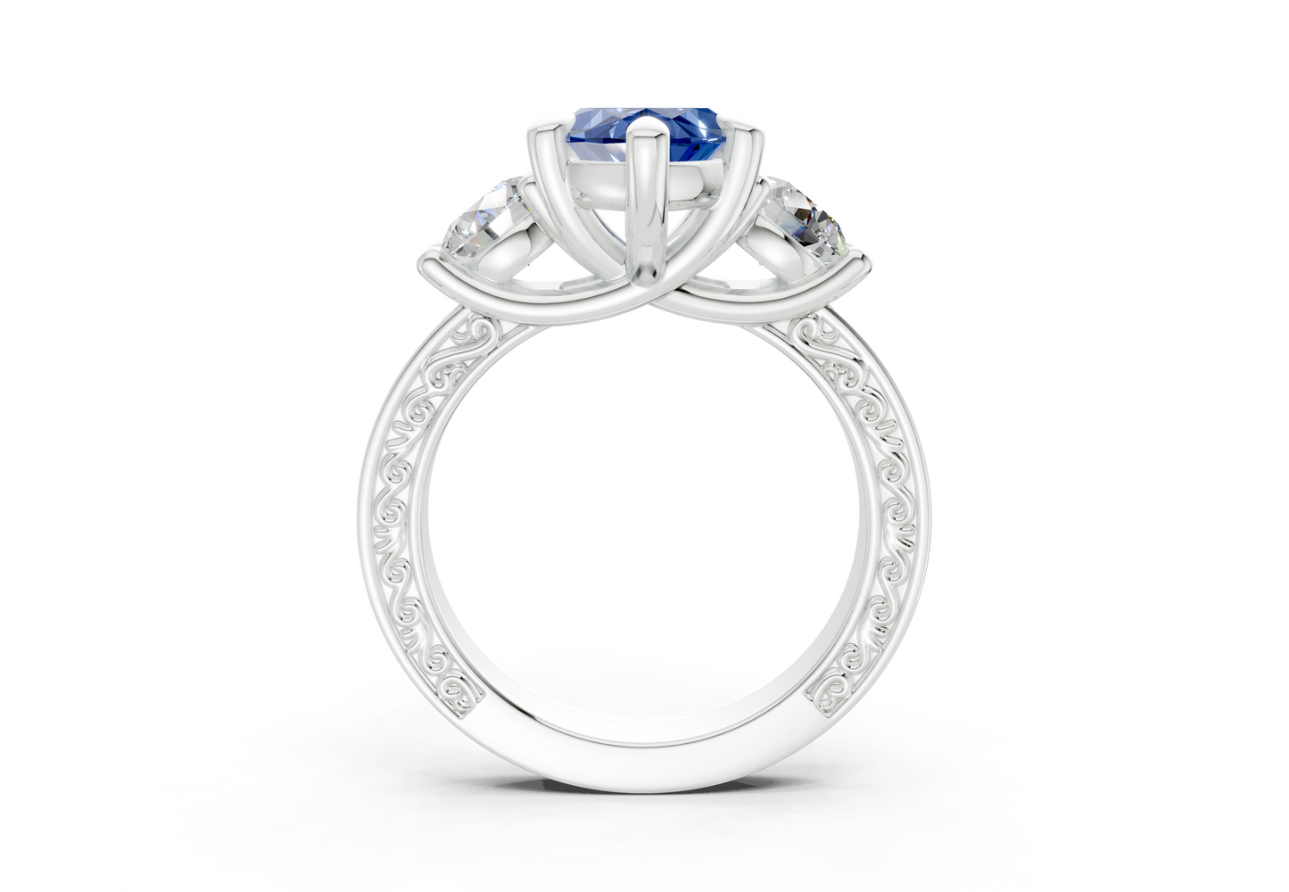 Zara Sapphire Gemstone Vintage Marquise Cut 3mm Engagement Ring