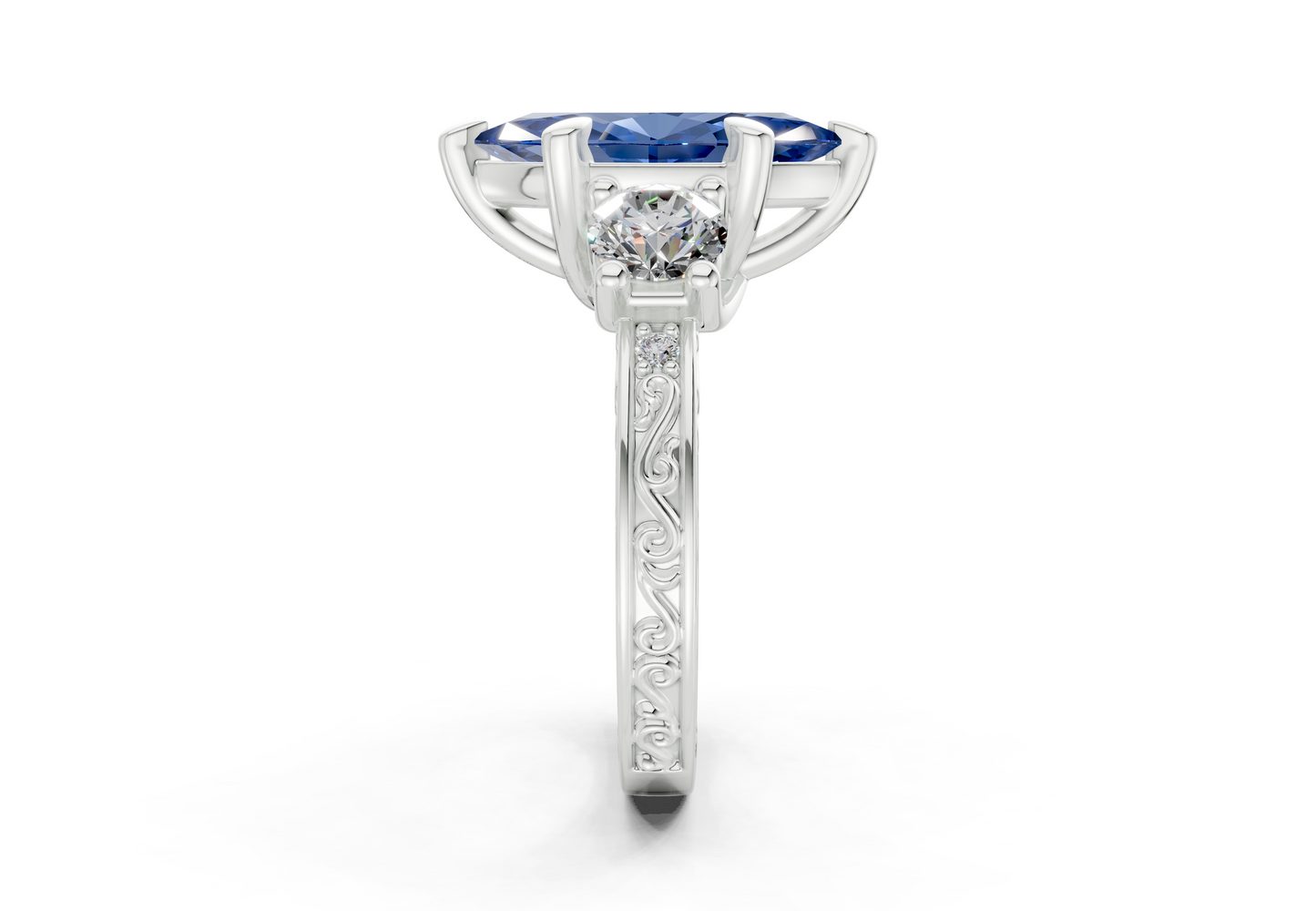 Zara Sapphire Gemstone Vintage Marquise Cut 3mm Engagement Ring