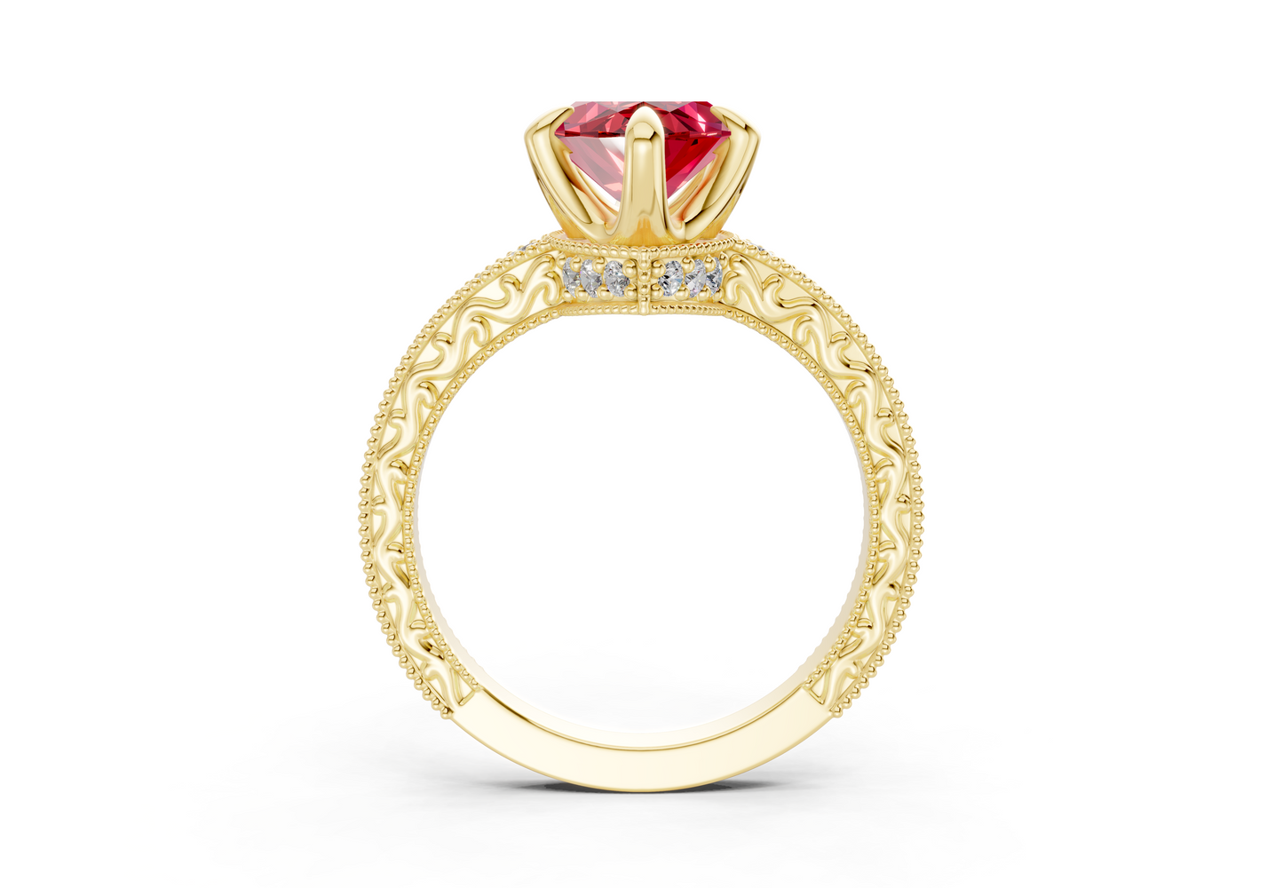Asteria Ruby Gemstone Vintage Marquise Cut 2mm Engagement Ring