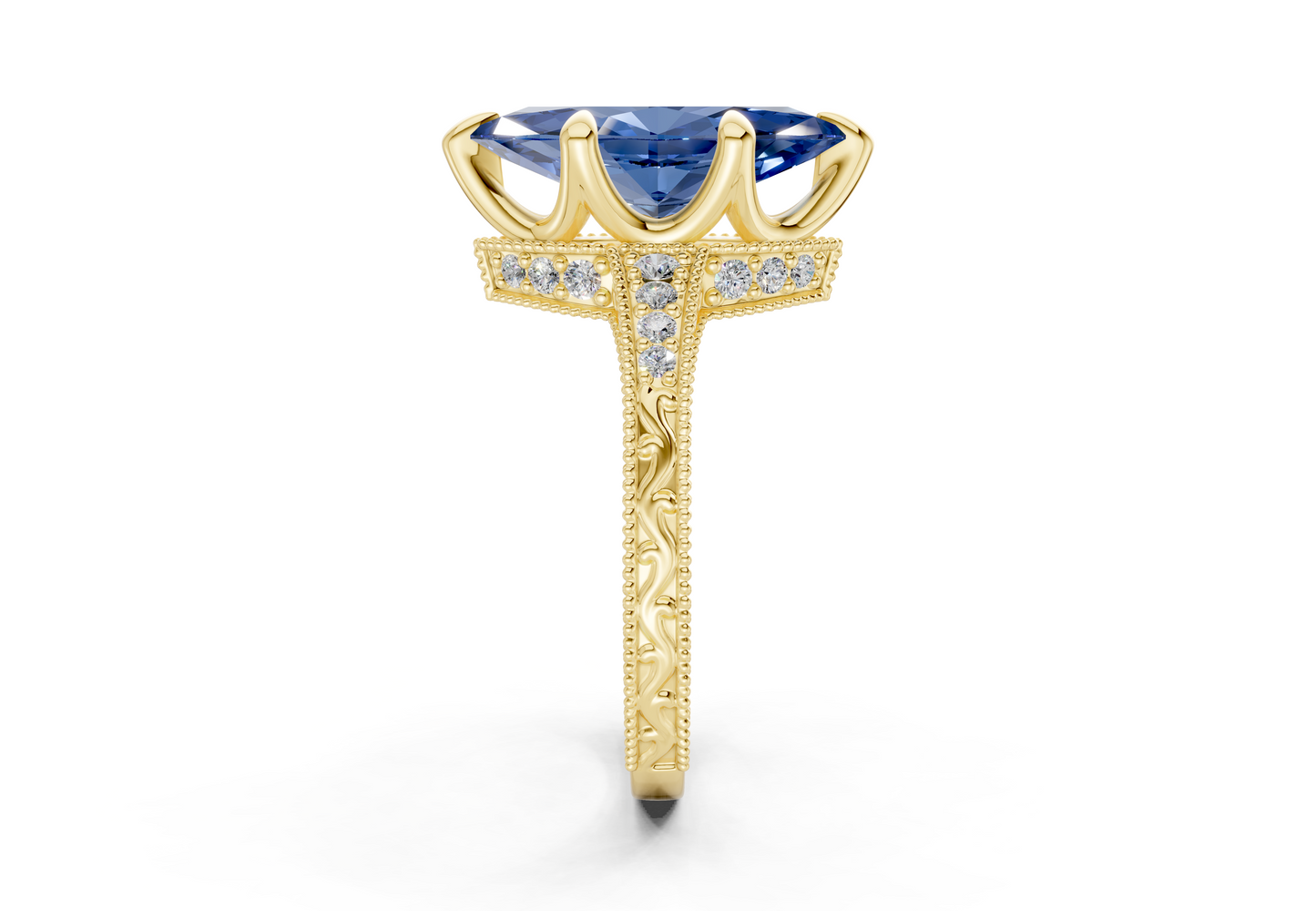 Asteria Sapphire Gemstone Vintage Marquise Cut 2mm Engagement Ring