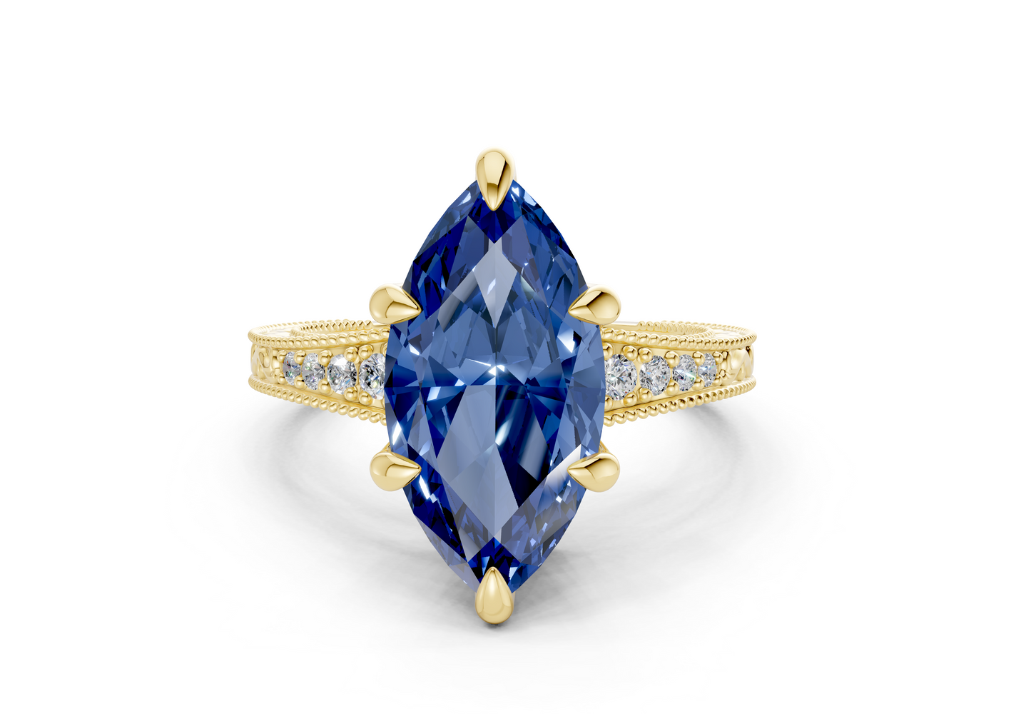 Asteria Sapphire Gemstone Vintage Marquise Cut 2mm Engagement Ring