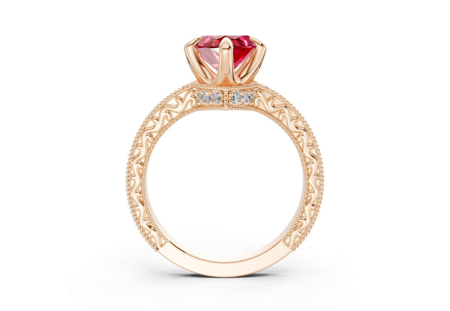 Asteria Ruby Gemstone Vintage Marquise Cut 2mm Engagement Ring