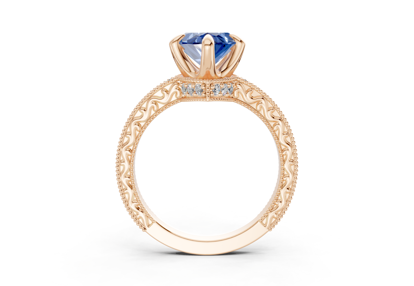 Asteria Sapphire Gemstone Vintage Marquise Cut 2mm Engagement Ring