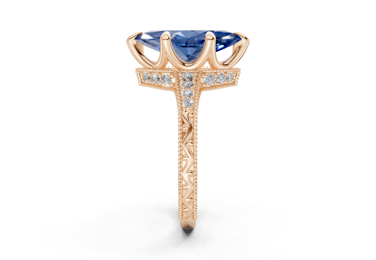 Asteria Sapphire Gemstone Vintage Marquise Cut 2mm Engagement Ring