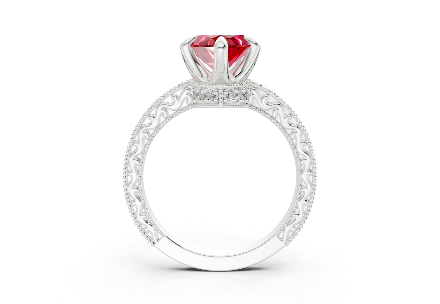 Asteria Ruby Gemstone Vintage Marquise Cut 2mm Engagement Ring