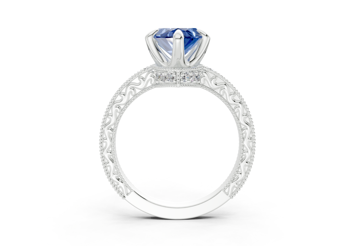 Asteria Sapphire Gemstone Vintage Marquise Cut 2mm Engagement Ring