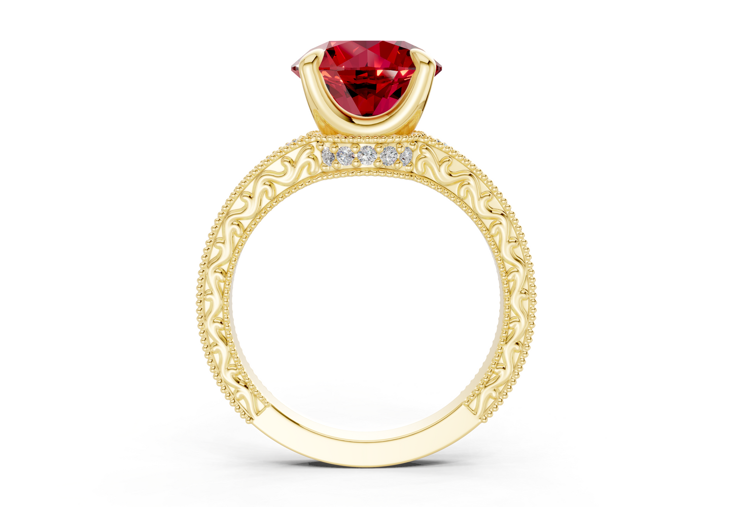 Asteria Ruby Gemstone Vintage Round Cut 2mm Engagement Ring
