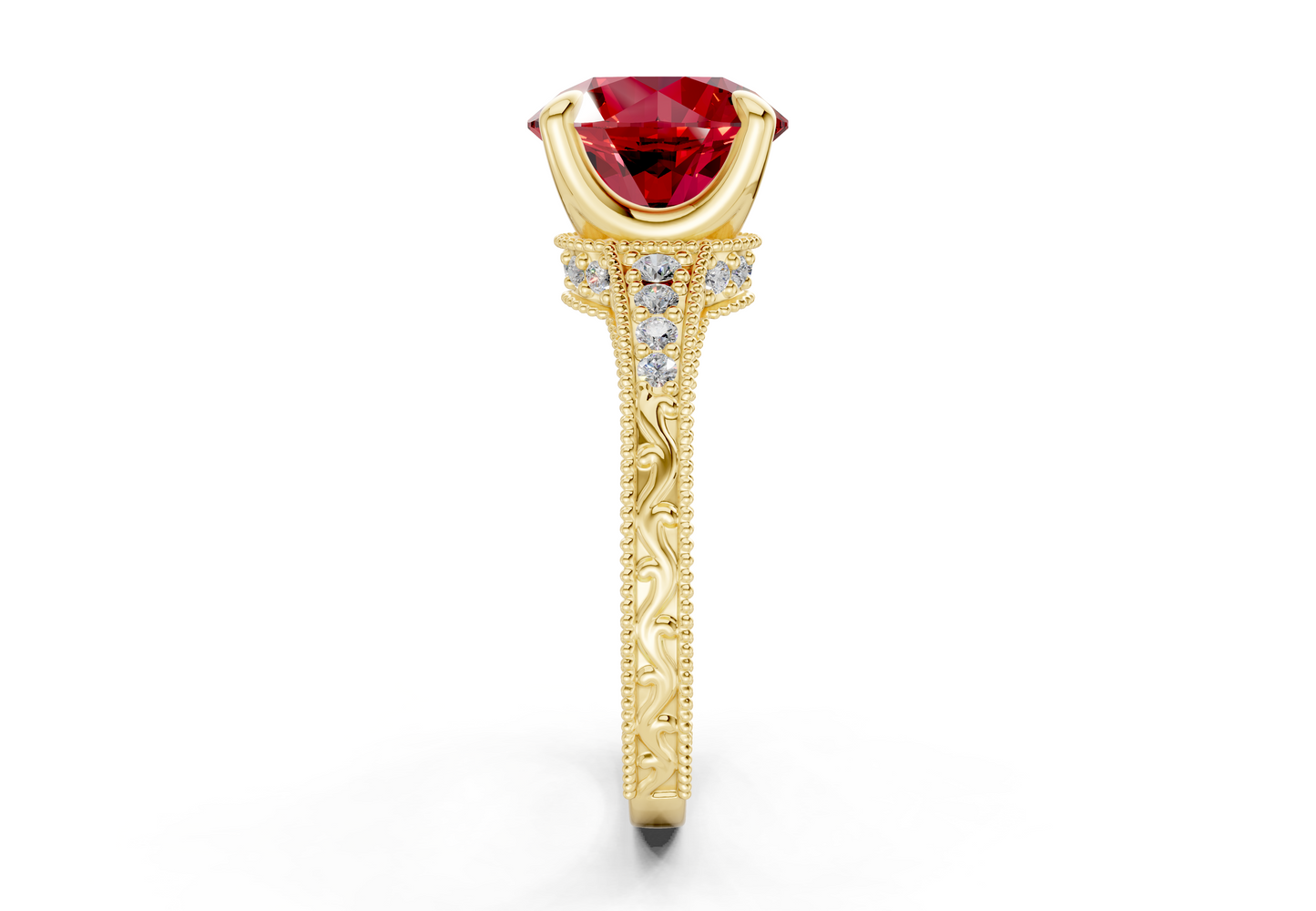 Asteria Ruby Gemstone Vintage Round Cut 2mm Engagement Ring