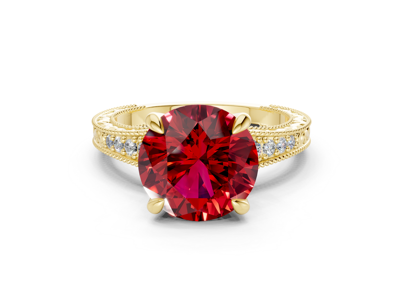 Asteria Ruby Gemstone Vintage Round Cut 2mm Engagement Ring