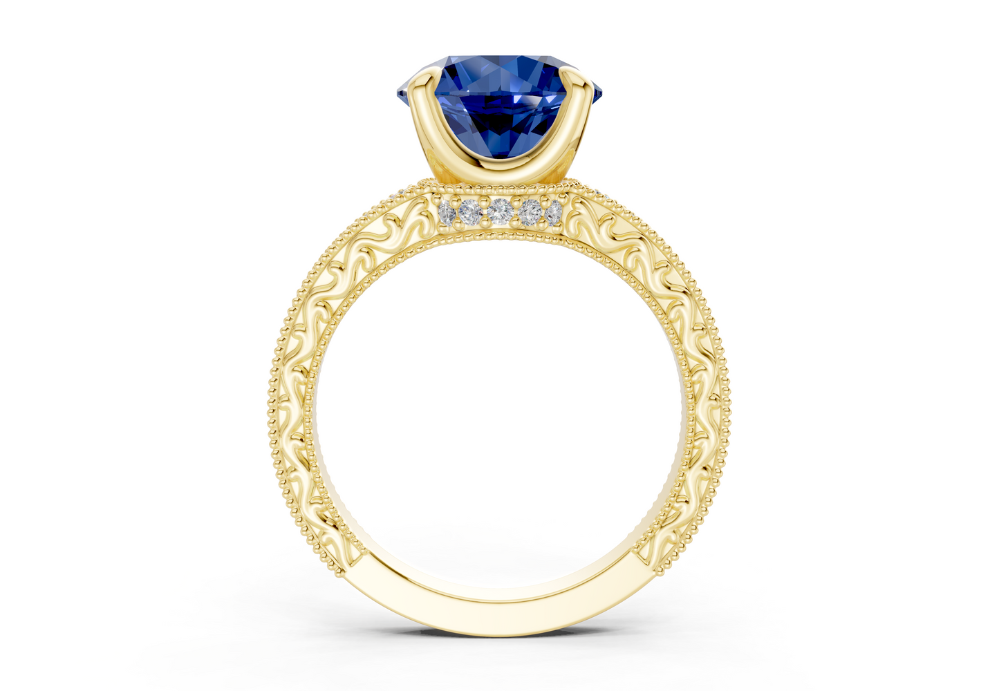 Asteria Sapphire Gemstone Vintage Round Cut 2mm Engagement Ring