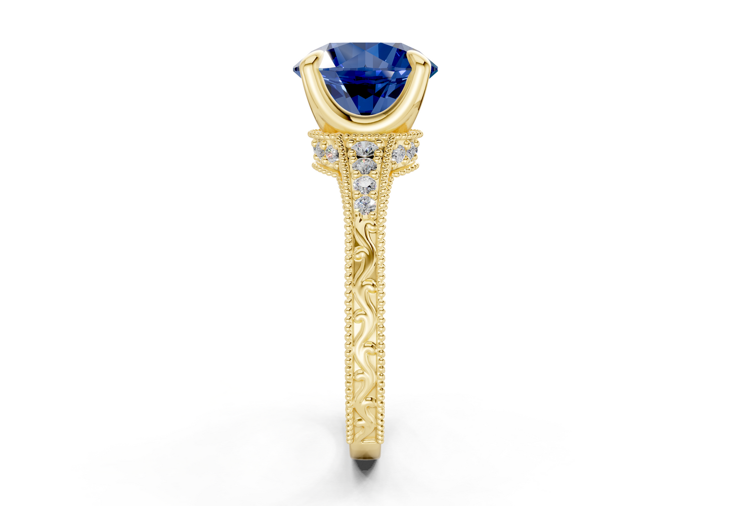Asteria Sapphire Gemstone Vintage Round Cut 2mm Engagement Ring