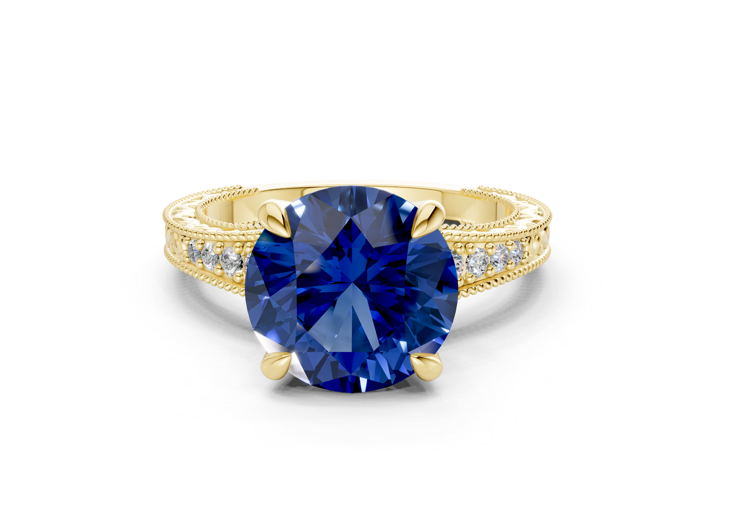 Asteria Sapphire Gemstone Vintage Round Cut 2mm Engagement Ring