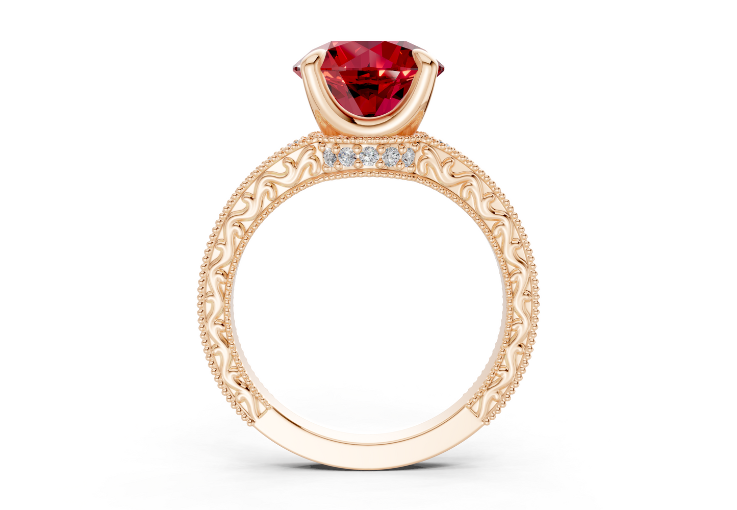 Asteria Ruby Gemstone Vintage Round Cut 2mm Engagement Ring