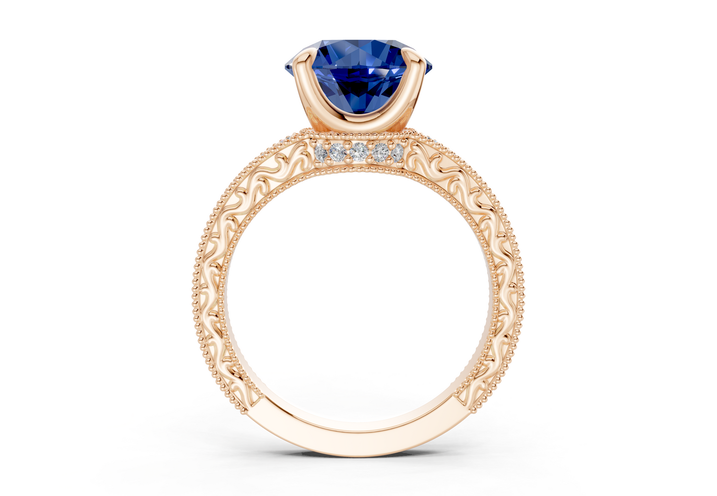 Asteria Sapphire Gemstone Vintage Round Cut 2mm Engagement Ring