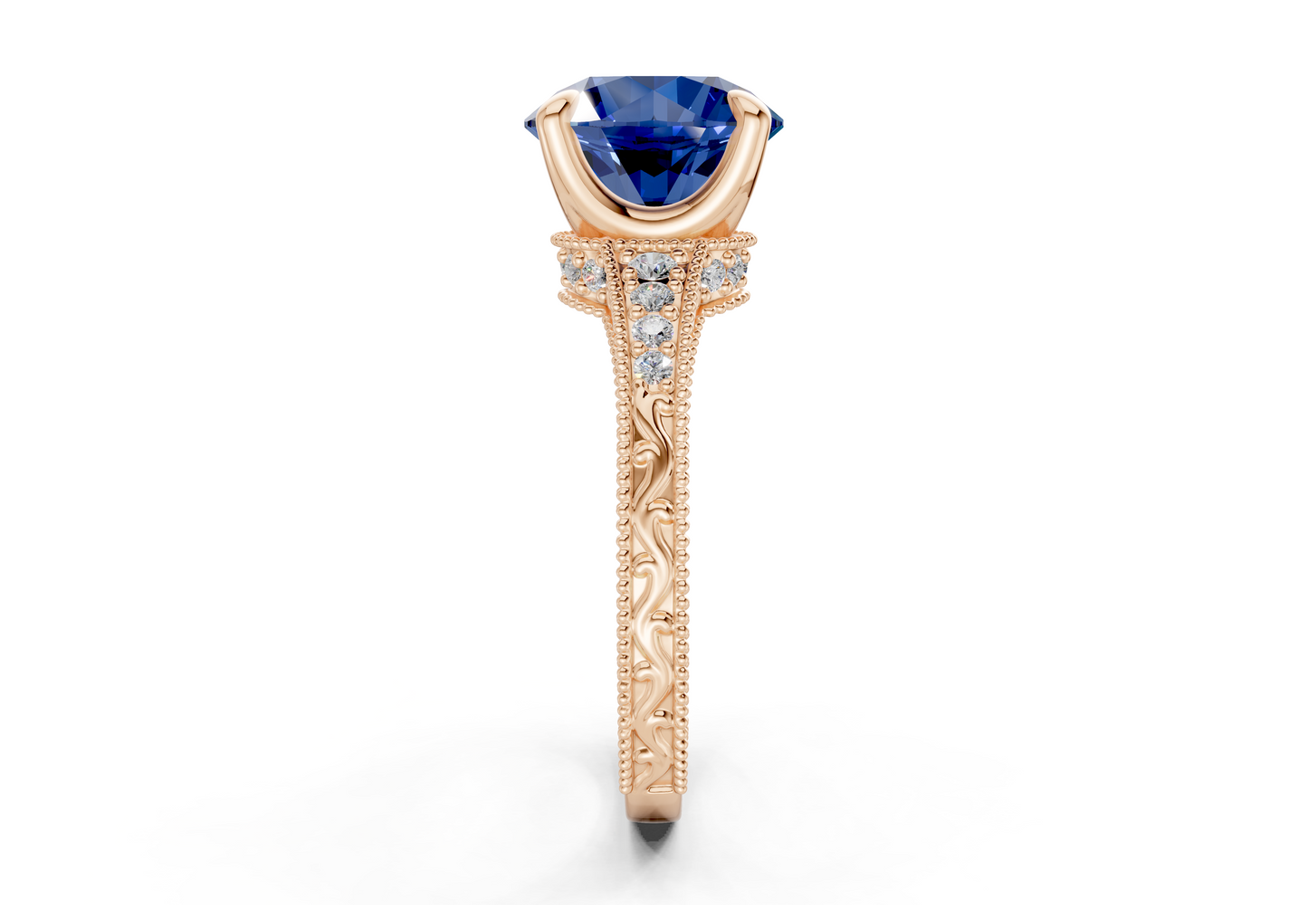 Asteria Sapphire Gemstone Vintage Round Cut 2mm Engagement Ring
