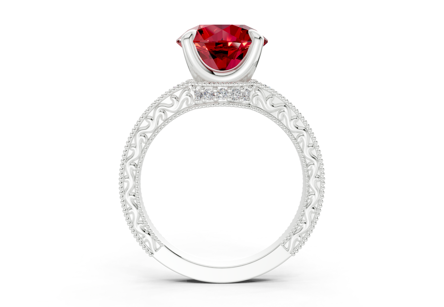 Asteria Ruby Gemstone Vintage Round Cut 2mm Engagement Ring