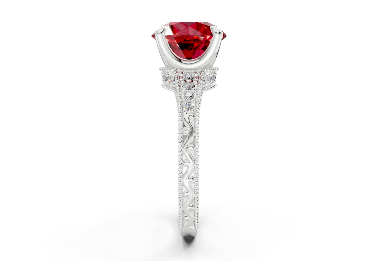 Asteria Ruby Gemstone Vintage Round Cut 2mm Engagement Ring