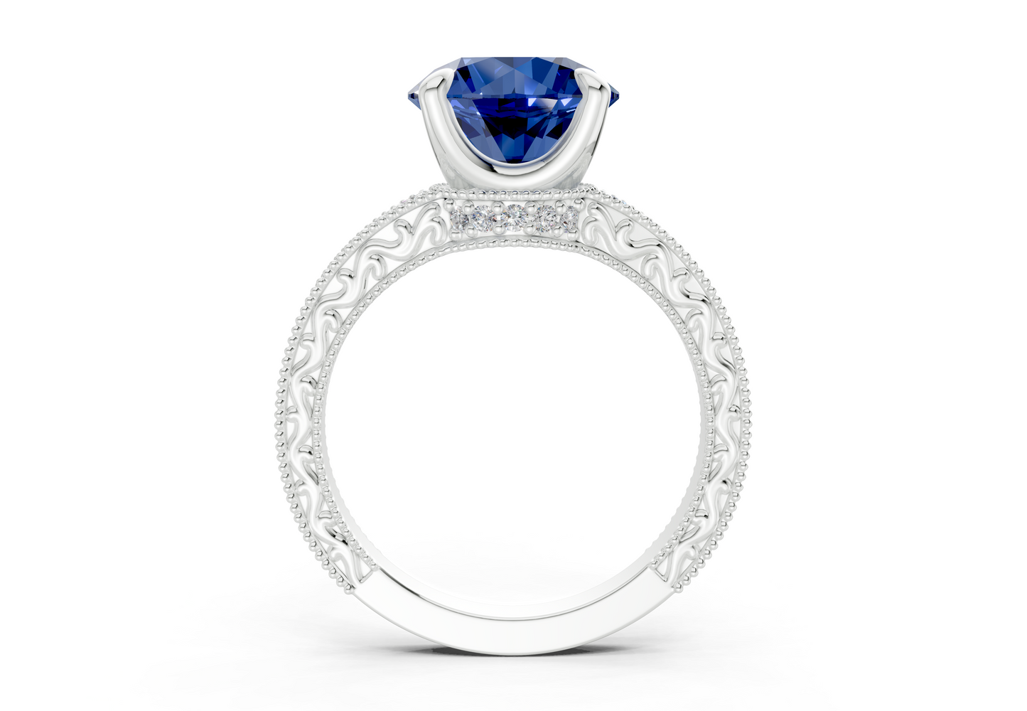Asteria Sapphire Gemstone Vintage Round Cut 2mm Engagement Ring