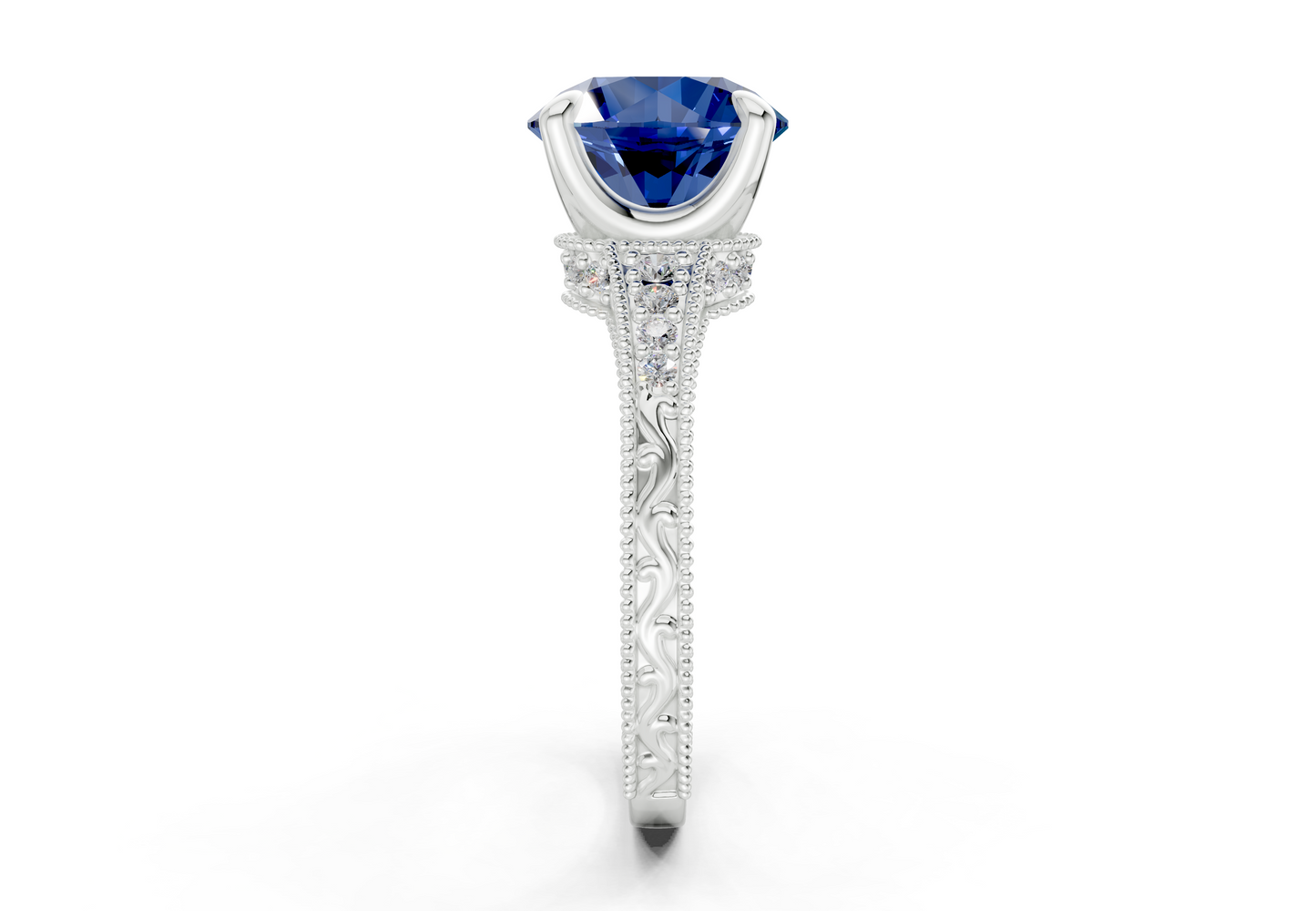 Asteria Sapphire Gemstone Vintage Round Cut 2mm Engagement Ring