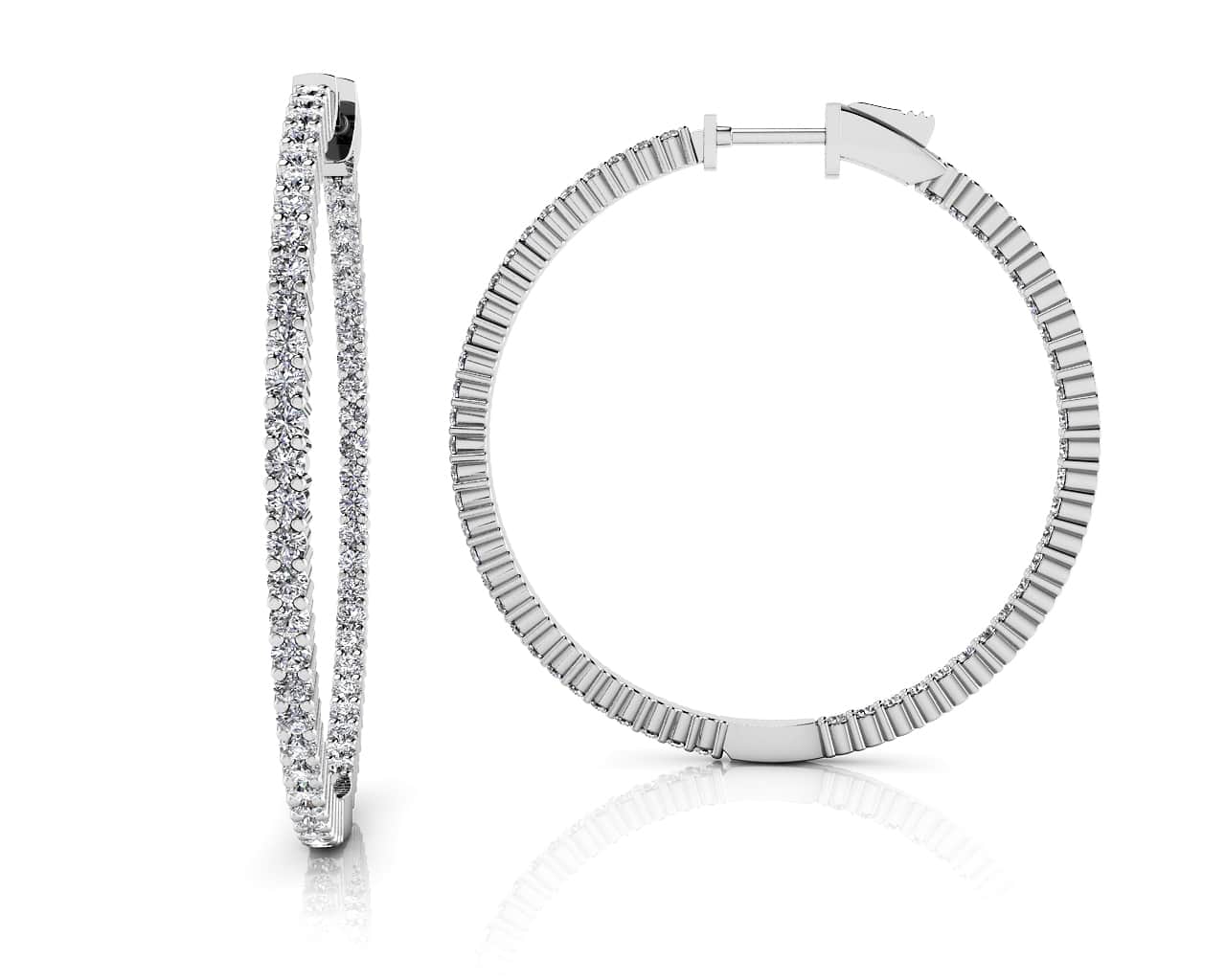 Single Row Inside Out Diamond Hoop Earring