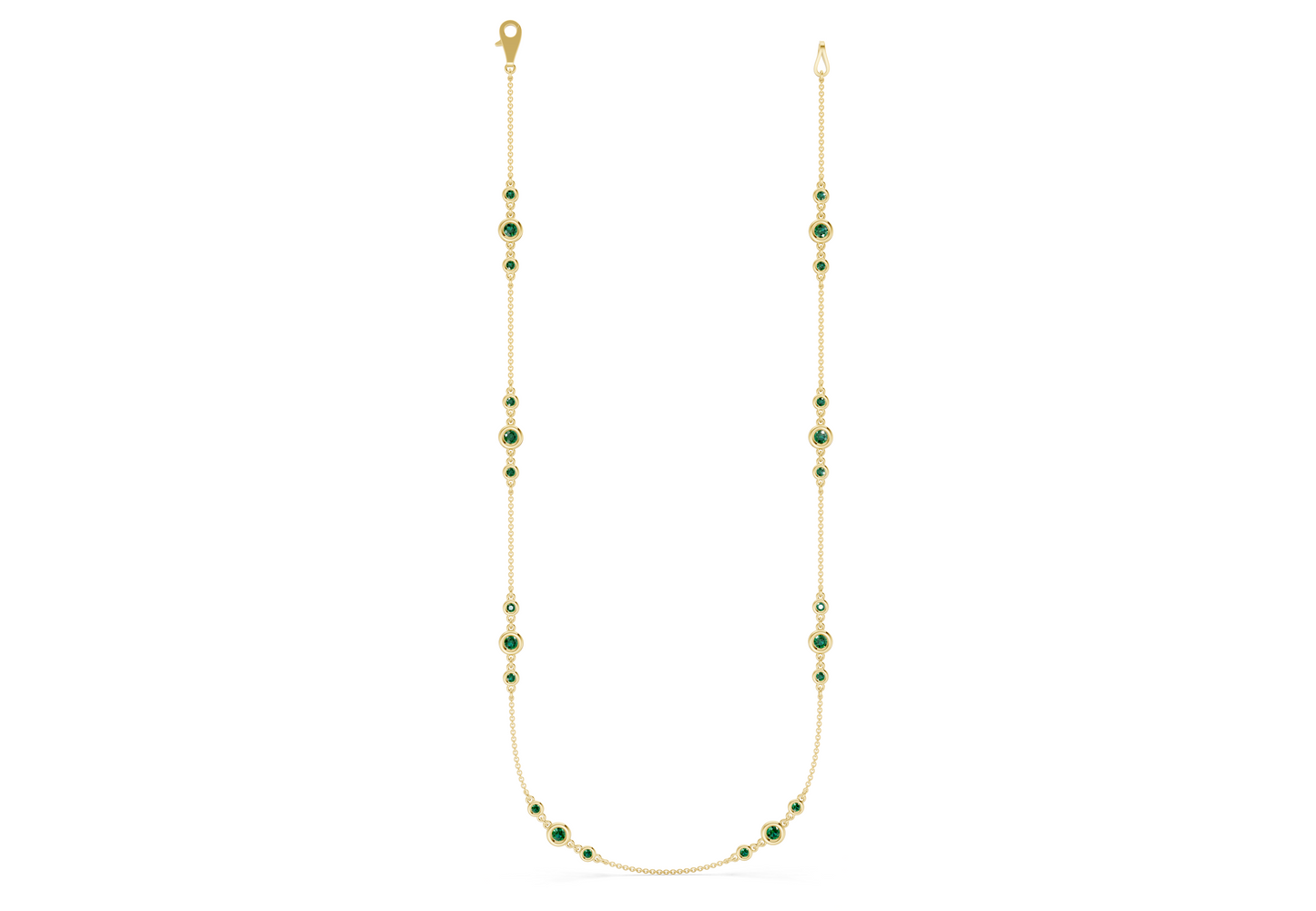 Trio Emerald Gemstone Stationed Necklace 1½ Carat Total Wt.