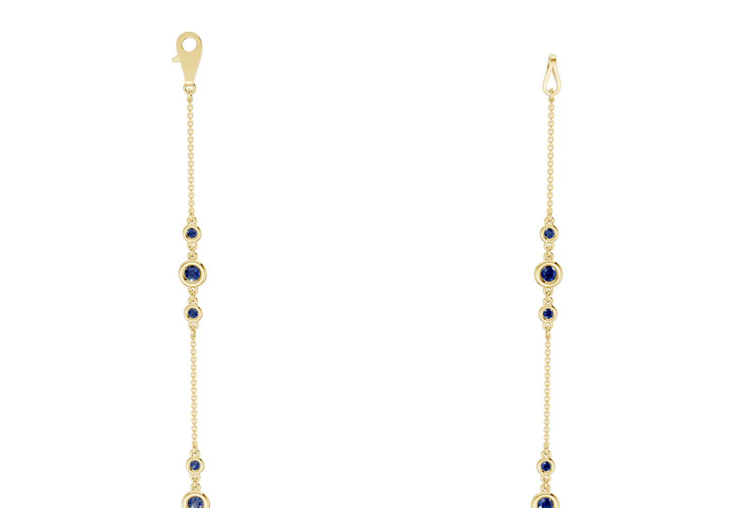 Trio Sapphire Gemstone Stationed Necklace 1½ Carat Total Wt.