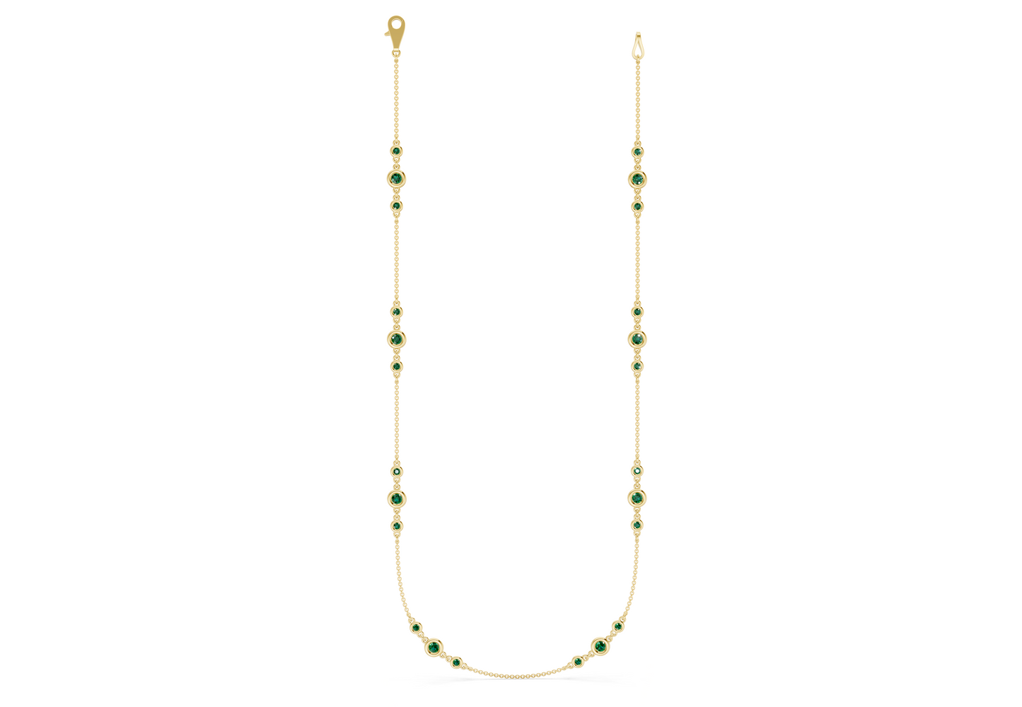Trio Emerald Gemstone Stationed Necklace 1½ Carat Total Wt.